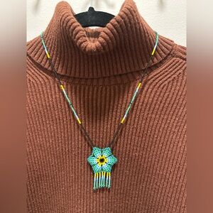 Mexican Flower Beaded Necklace